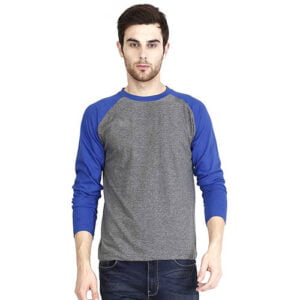 Men's Raglan Plain T-Shirt Blue And Gray Color