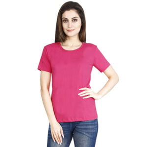 Women's Round Neck Pink T-shirts  Colour